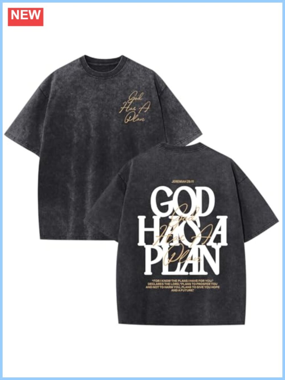 Mens Christian T-Shirt Acid Wash Cotton Oversized Graphic Tee Religious Faith